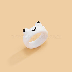 Frog Resin Plain Band Rings for Women Girls, Frog, 17mm(FS-WG41763-03)