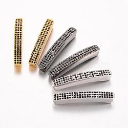Brass Micro Pave Cubic Zirconia Cuboid Tube Beads, Mixed Color, 36x5x5mm, Hole: 2mm(KK-E673-005)