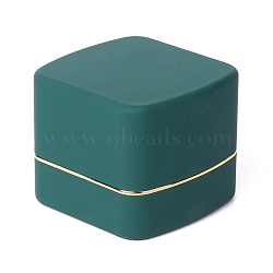 Square Plastic Jewelry Pendant Boxes, with Velvet and LED Light, Dark Slate Gray, 6.5x6.7x5.6cm(OBOX-F005-02A)