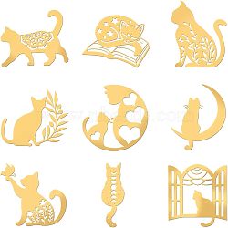 9Pcs 9 Styles Custom Carbon Steel Self-adhesive Picture Stickers, Golden, Wing Pattern, 40x40mm, about 1pc/style(DIY-OC0009-22D)