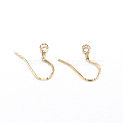 Ion Plating(IP) 316 Stainless Steel French Earring Hooks, with Horizontal Loops, Flat Earring Hooks, Golden, 18x17x2mm, Hole: 2mm, 20 Gauge, Pin: 0.8mm(X-STAS-G130-57G-B)