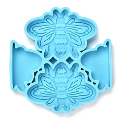 DIY Straw Decoration Silicone Molds, Resin Casting Molds, Clay Craft Mold Tools, Bee, Blue, 86x82x10mm, Inner Diameter: 40x56mm and 38x24mm(DIY-P030-57)