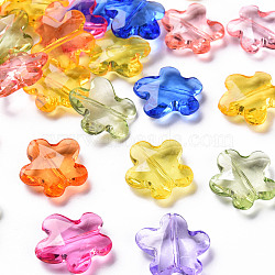 Transparent Acrylic Beads, Faceted, Flower, Mixed Color, 18.5x18.5x5.5mm, Hole: 1.2mm(X-TACR-S154-32B)