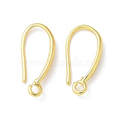 Brass Earring Hooks, with Horizontal Loop, Real 18K Gold Plated, 17x8x2.5mm, Hole: 1.6mm, Pin: 0.7mm(KK-A236-13G)