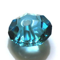 Imitation Austrian Crystal Beads, Grade AAA, Faceted, Flat Round, Deep Sky Blue, 8x4mm, Hole: 0.9~1mm(SWAR-F061-4x8mm-10)