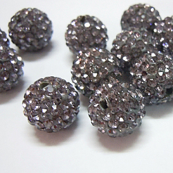 Polymer Clay Rhinestone Beads, Pave Disco Ball Beads, Grade A, Round, PP15, Black Diamond, PP15(2.1~2.2mm), 10mm, Hole: 1.8~2mm(X-RB-C1438-10mm-A12)