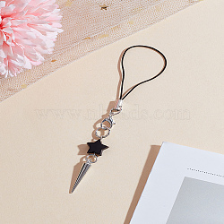 1Pc Alloy Cone Mobile Straps, Nylon Thread Anti-Lost Mobile Accessories Decoration, Star, Platinum, 112mm(HJEW-LP0001-77)