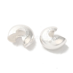 Brass Crimp Bead Cover, Lead Free & Cadmium Free, 925 Sterling Silver Plated, 8x4mm, Hole: 2.5mm(KK-K383-07A-S)