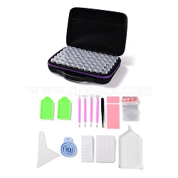 Diamond Painting Tool Sets, including Dotting Pen, Tray, Shockproof Jars, Scraper, Glue Clay, Tweezer, Hopper, Zip Lock Bag, Blank Stickers, Mixed Color, Cloth Bag: 245x320x75mm(DIY-C067-01)