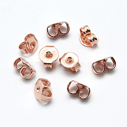 Brass Ear Nuts, Friction Earring Backs for Stud Earrings, Cadmium Free & Lead Free, Rose Gold, 5x4x2.5mm, Hole: 0.8mm(KK-I641-01RG)