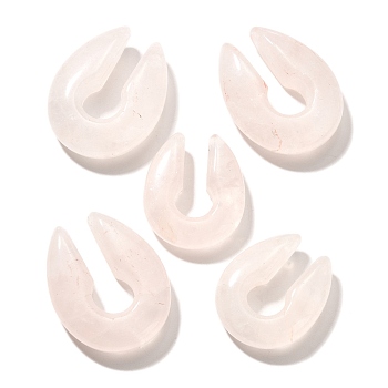 Natural Rose Quartz Ear Plugs Gauges, Ear Expander for Men and Women, 26.5~32x22~25x7~8.5mm