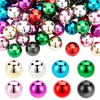 Elite 56PCS 7Colors Opaque Acrylic Beads, Round, Mixed Color, 16mm, Hole: 3mm