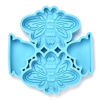 DIY Straw Decoration Silicone Molds, Resin Casting Molds, Clay Craft Mold Tools, Bee, Blue, 86x82x10mm, Inner Diameter: 40x56mm and 38x24mm