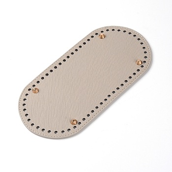 PU Leather Oval Bottom, for Knitting Bag, Women Bags Handmade DIY Accessories, Dark Gray, 25.2x12x0.4~1cm, Hole: 5mm