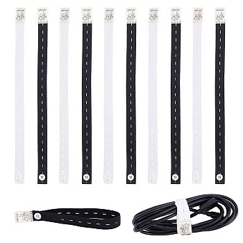 10Pcs 2 Colors TPU Elastic Binding Straps, Buttonhole Tape with Plastic Button, for Clothes Storage, Window Curtain Holdback, Mixed Color, 357x20x1mm, 5pcs/color