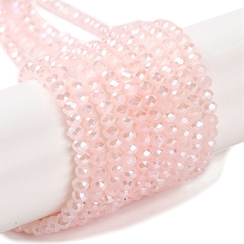 Baking Electroplate Glass Beads Strands, AB Color, Faceted, Rondelle, Lavender Blush, 3x2mm, Hole: 0.7mm, about 135~140pcs/strand, 32~34cm