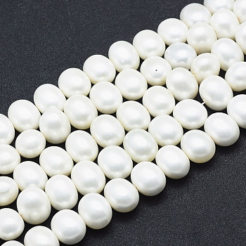 Shell Pearl Beads Strands, Polished, Oval, White, 16x13x12mm, Hole: 1mm, about 32pcs/strand, 16.1 inch(41cm)