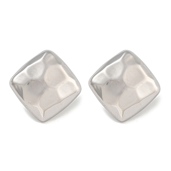 304 Stainless Steel Square Stud Earrings for Women, Stainless Steel Color, 26.5x26.5mm