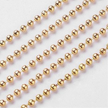 Iron Ball Bead Chains, Soldered, with Spool, Golden, 2mm, about 328.08 Feet(100m)/roll