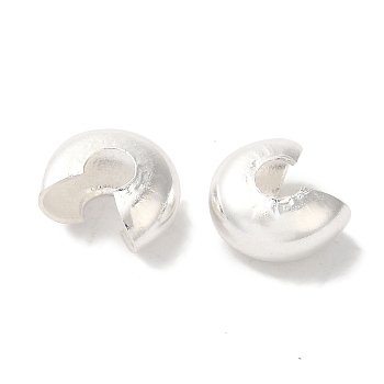 Brass Crimp Bead Cover, Lead Free & Cadmium Free, 925 Sterling Silver Plated, 8x4mm, Hole: 2.5mm