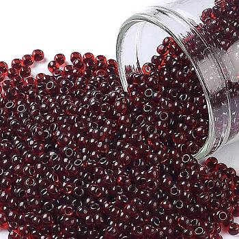 TOHO Round Seed Beads, Japanese Seed Beads, (2153) Black Cherry Lined Dark Amber, 11/0, 2.2mm, Hole: 0.8mm, about 1110pcs/10g