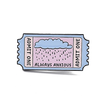 Rectangle Stamp Always Anxious Zinc Alloy Enamel Brooch, for Backpack Clothes, Cornflower Blue, 16x30.5x1.5mm