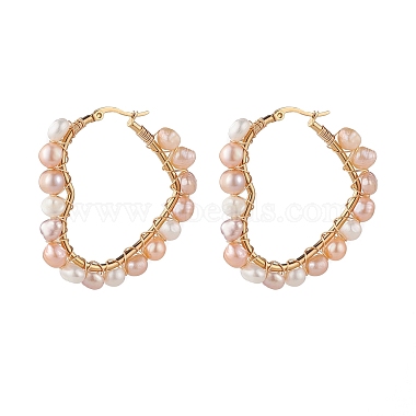 Seashell Color Heart Pearl Earrings