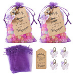 10Pcs Butterfly Acrylic  Pendant Decorations, with Alloy Swivel Clasps and 10Pcs Paper Tag & 10Pcs Bag, Platinum, 55mm(HJEW-TAC0071)