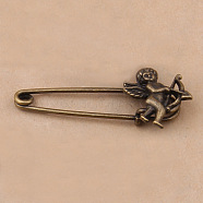 Tibetan Style Alloy Brooches, Cupid/Cherub with Arrow, Antique Bronze, 25x22mm(JEWB-N0004-003L)