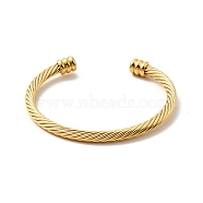 Ion Plating(IP) 304 Stainless Steel Twist Rope Open Cuff Bangle, Torque Bangle for Women, Golden, Inner Diameter: 1-7/8 inch(4.9cm)(BJEW-P283-10A-G)
