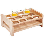 12 Round Holes Bamboo Shot Glasses Holders, Beer Wine Glasses Organizer Rack for Family Party Bar Pub, Rectangle, Sandy Brown, 115x170x65mm(AJEW-WH0317-06)