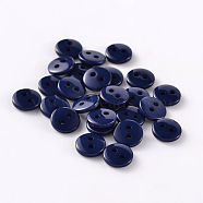 2-Hole Flat Round Resin Sewing Buttons for Costume Design, Prussian Blue, 11.5x2mm, Hole: 1mm(BUTT-E119-18L-11)