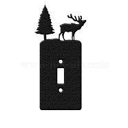 Iron Light Switch Decorations, with Screws, Rectangle with Deer & Tree, Black, 17.5x8.6cm(AJEW-WH0197-007)