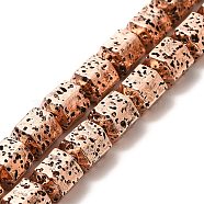 Electroplated Natural Lava Rock Beads Strands, Hexagon Column, Copper Plated, 8x6.5x7.5mm, Hole: 1mm, about 50~51pcs/strand, 15.55~15.94 inch(39.5~40.5cm)(G-G984-09R)