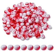 6/0 Opaque Glass Seed Beads, Round Hole, Rondelle, Red, 4~4.5x3~4mm, Hole: 0.8~1.5mm, 10g/box(SEED-YW0002-13L)