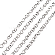 304 Stainless Steel Cable Chains, Unwelded, Oval, Stainless Steel Color, 6.5x5.4x1.0mm(X-CHS-R009-10)