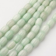 Natural Jade Beads Strands, Dyed, Oval, Aquamarine, 9x6mm, Hole: 1mm, about 41pcs/strand, 15.11 inch(A-G-D858-20C)