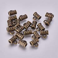 Tibetan Style Alloy Tube Bails, Loop Bails, Bail Beads, Cadmium Free & Nickel Free & Lead Free, Antique Bronze, 7x7x5mm, Hole: 1.5mm, Inner Diameter: 1.6mm(X-TIBE-1183-AB-FF)