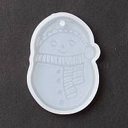 Christmas Theme DIY Snowman Pendant Silicone Statue Molds, Resin Casting Molds, for Portrait Sculpture UV Resin & Epoxy Resin Jewelry Making, White, 61x42x7mm, Hole: 3mm(DIY-K054-10)