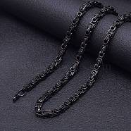 Titanium Steel Byzantine Chains Necklaces for Men, Black, 25.59 inch(65cm)(FS-WG56795-95)