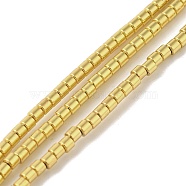 Electroplated Synthetic Non-magnetic Hematite Beads Strands, Cloumn, Golden Plated, 2x2mm, Hole: 0.6mm, about 195pcs/strand, 15.75''(40cm)(G-I364-H01-G)