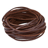 Flat Leather Jewelry Cord, Jewelry DIY Making Material, Coconut Brown, 3x2mm, about 10.94 Yards(10m)/Roll(WL-GF0001-07C-02)