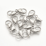 304 Stainless Steel Lobster Claw Clasps, Stainless Steel Color, 15x9x4mm, Hole: 1mm(STAS-T029-15)