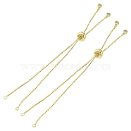 Rack Plating Brass Box Chain Slider Bracelets, with Cubic Zirconia Charm, Long-Lasting Plated, for Adjustable Link Bracelet Making, Golden, Single Chain Length: about 11.5~12cm(MAK-YW0001-04G)