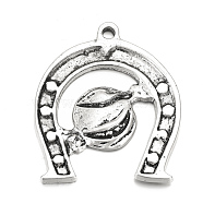 Tibetan Style Alloy Big Pendants, Matte Style,Horse Shoes, Cadmium Free & Nickel Free & Lead Free, Thailand Sterling Silver Plated, 60.5x51x3.5mm, Hole: 4mm(PALLOY-Q357-40MAS-NR)