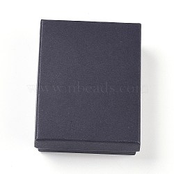 Cardboard Jewelry Set Boxes, with Sponge inside, Rectangle, Black, 9x6.9x2.7cm(X2-CBOX-G015-03)