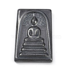 Electroplated Synthetic Non-magnetic Hematite Cabochons, Rectangle with Buddha, 40x26.5x6mm(G-H072-N01-01)