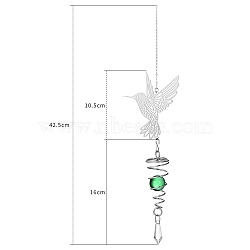 Metal Pendant Decorations, Home Hanging Decorations, with Glass Charm, Bird, 410~440mm(PW-WG8BA63-01)