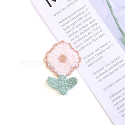 Flower Shape Towel Embroidery Style Cotton Iron on/Sew on Patches, Appliques, Badges, for Clothes, Mixed Color, 62x37mm(PW-WGC91D4-01)