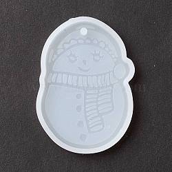 Christmas Theme DIY Snowman Pendant Silicone Molds, Resin Casting Molds, for UV Resin & Epoxy Resin Jewelry Making, White, 61x42x7mm, Hole: 3mm(DIY-K054-10)
